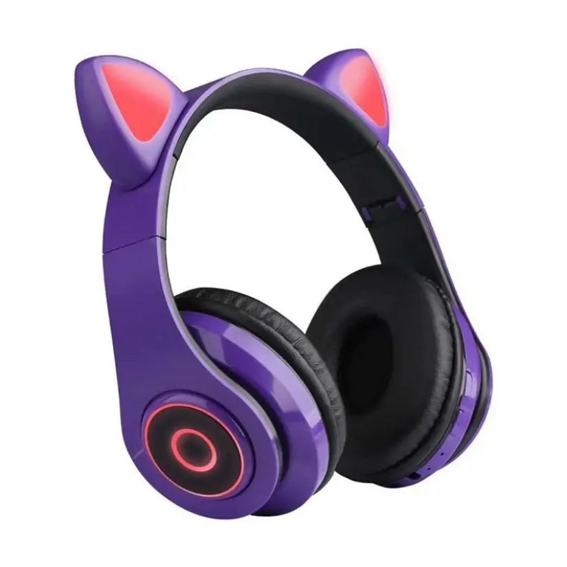 LED Cat Ear Bluetooth 5.0 Headphones: Noise Cancelling, TF Card Support