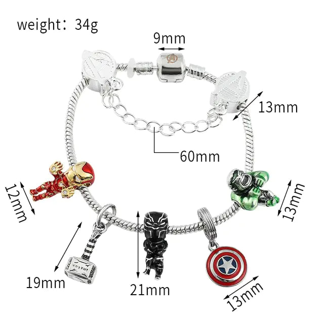 Marvel Superhero Spiderman Charm Bracelet