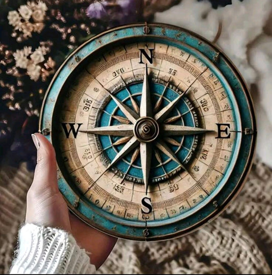 Compass Vintage 8x8 Inch Round Metal Sign