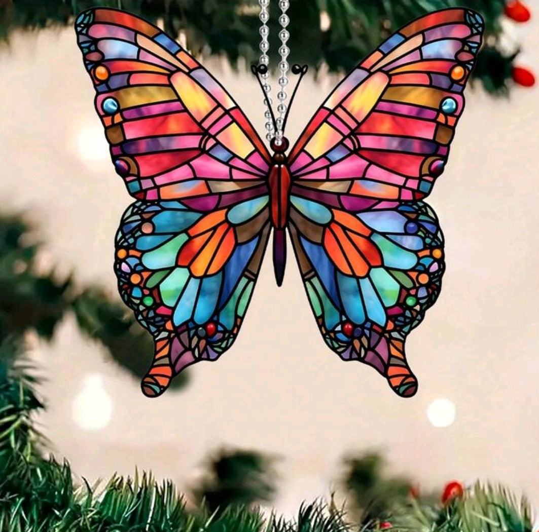 Colorful Glass Butterfly Acrylic Decorative Pendant