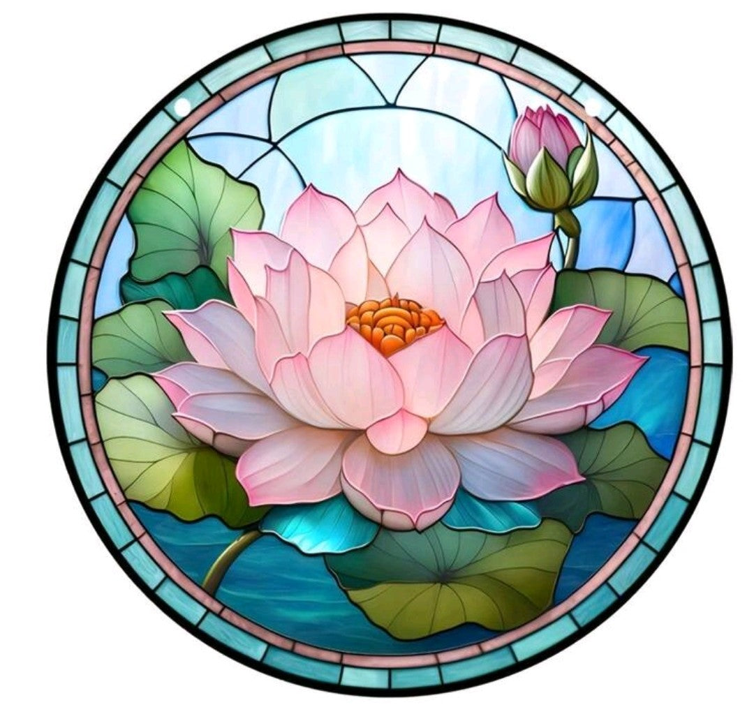 Lotus Suncatcher Window Hanging with Metal Chain For DIY Wall Gardening Decor, Perfect Gift