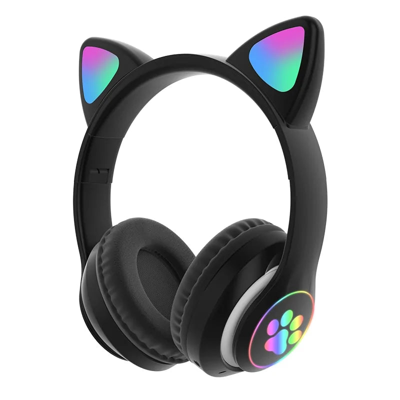 LED Cat Ear Bluetooth 5.0 Headphones: Noise Cancelling, TF Card Support