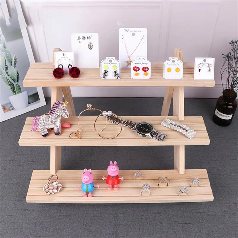 Wooden Jewelry display Rack Shelf