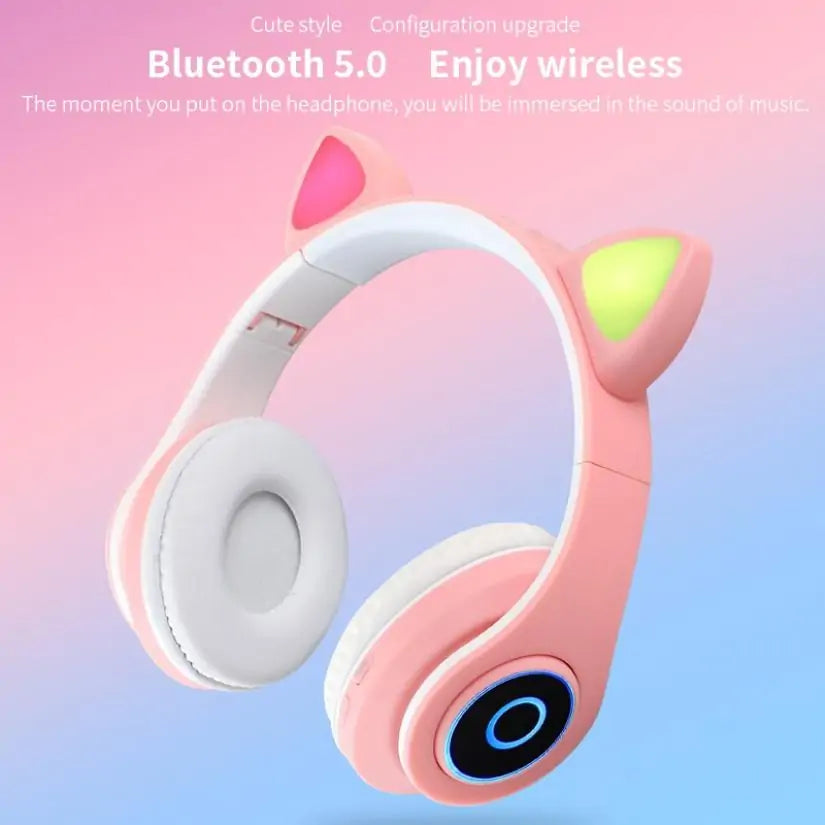 LED Cat Ear Bluetooth 5.0 Headphones: Noise Cancelling, TF Card Support